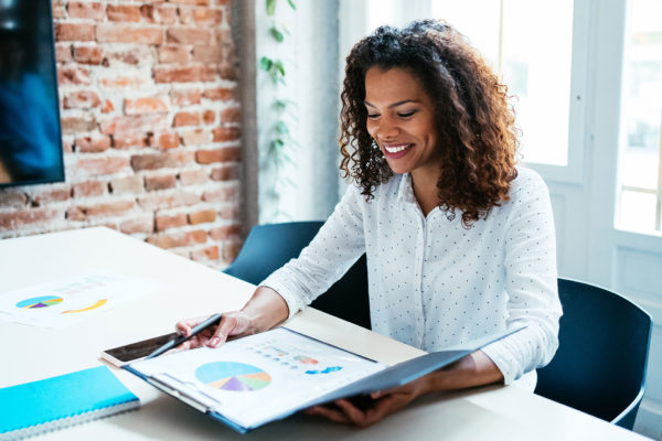 employee looking at at a financial audit